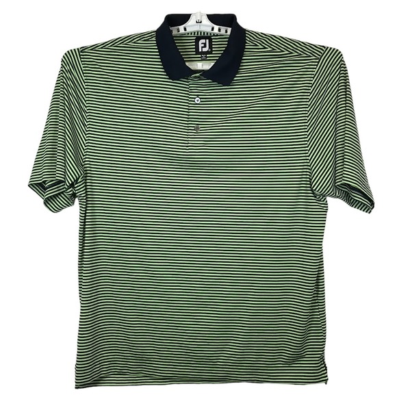 FootJoy Other - FootJoy Mens Large Golf Polo Shirt Green Navy Striped Foxtail Golf Club Logo